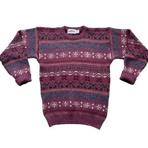 Vintage Purple Ornament Knit Sweater